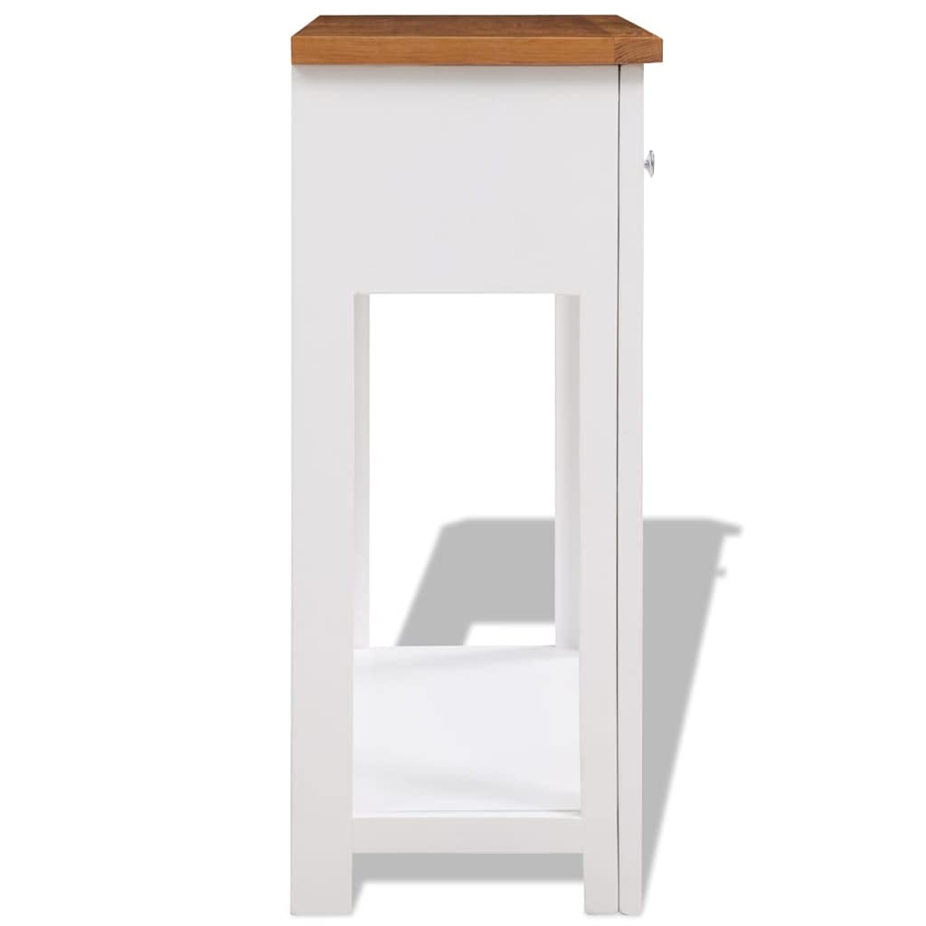 Console Table with Drawers Solid Oak Wood O798797