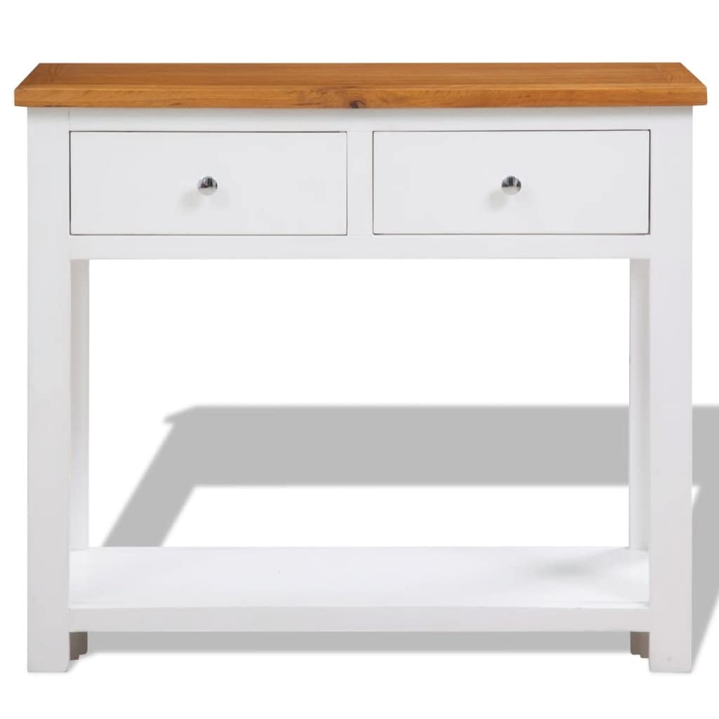 Console Table with Drawers Solid Oak Wood O798797