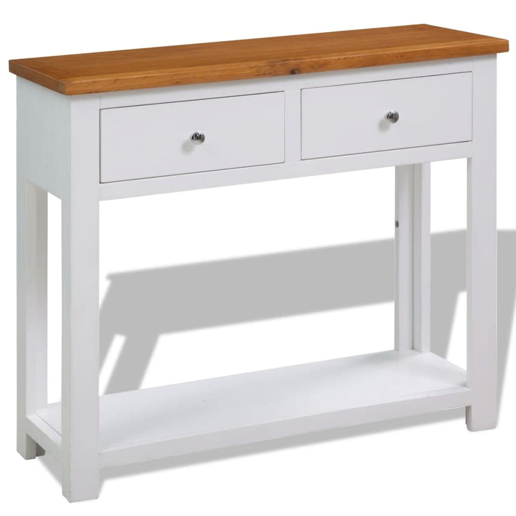 Console Table with Drawers Solid Oak Wood O798797