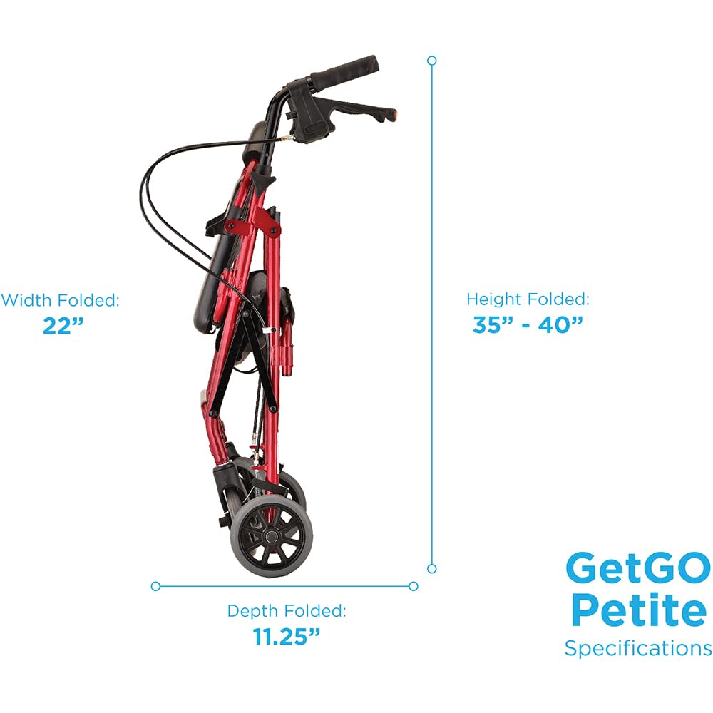 Lightweight Folding Narrow Rollator Walker with Seat X371
