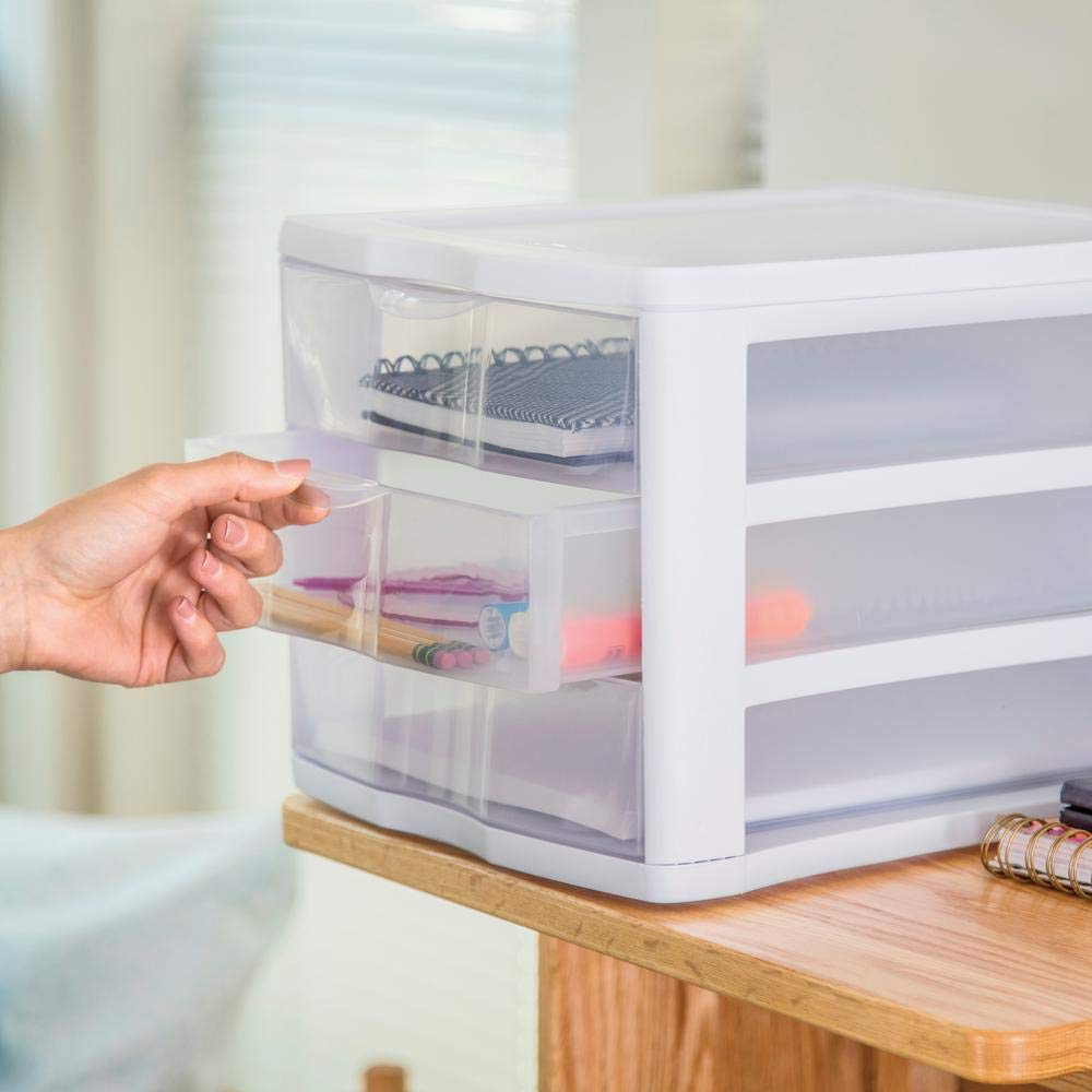 3 Drawer White Organizer L194