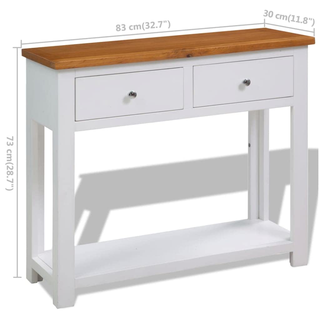Console Table with Drawers Solid Oak Wood O798797