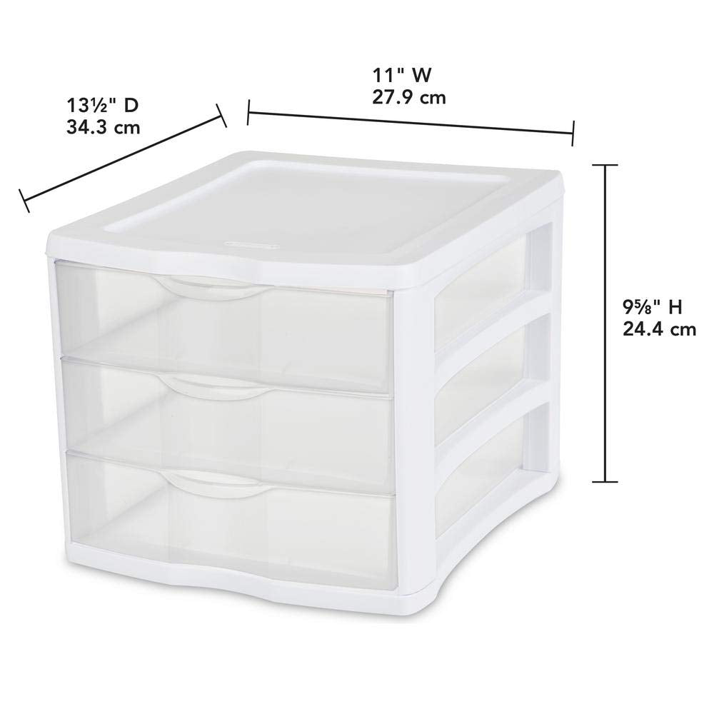 3 Drawer White Organizer L194