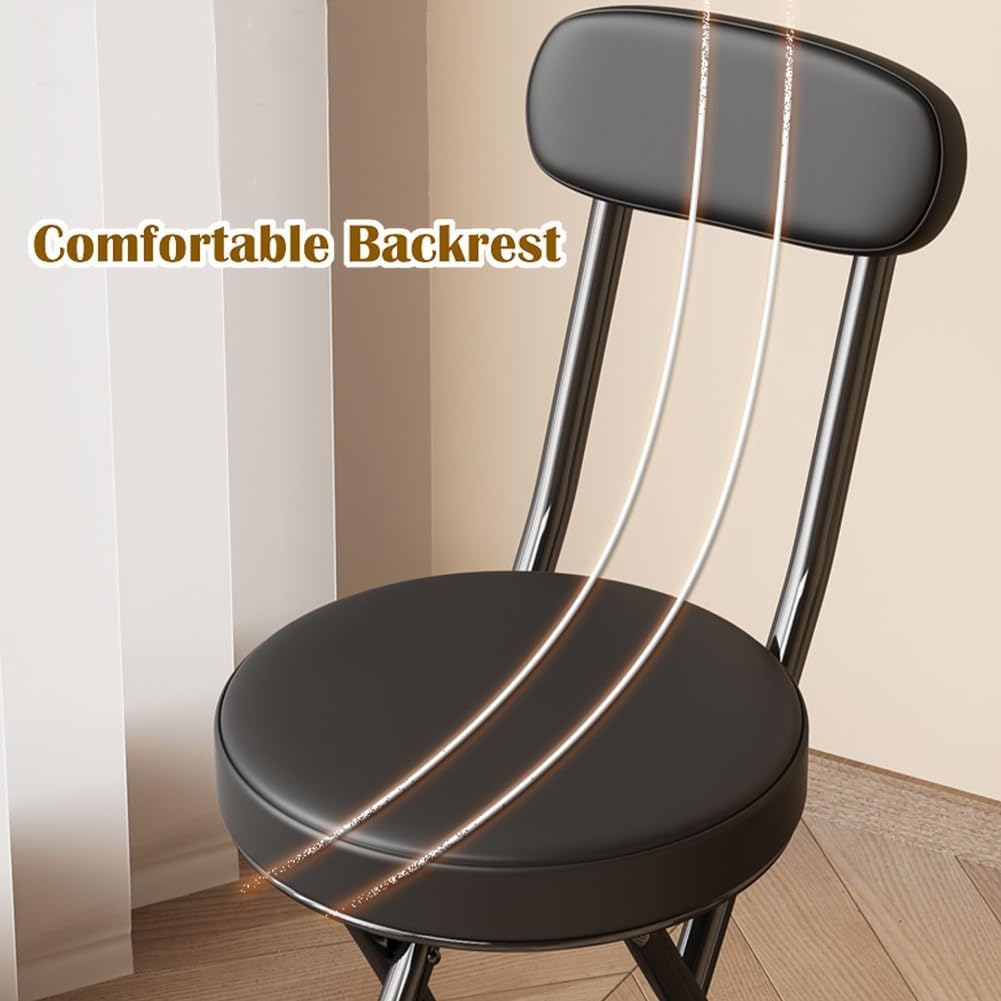 Folding Bar Stool with Backrest 18 inch Black D7198