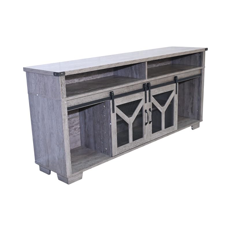 65" Engineered Wood Media Storage Cabinet with Sliding Barn Doors O872