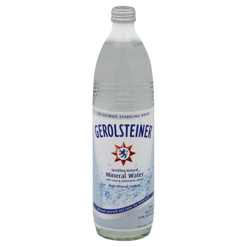 Natural Sparkling Mineral Water Glass Bottle 25.3 oz H586