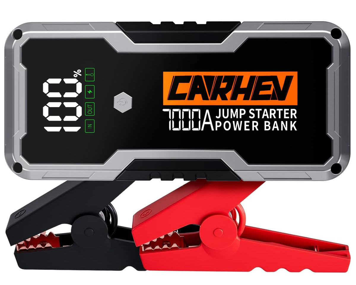Car Battery Jump Starter Portable 12V with Jumper Cables LED Light R12658