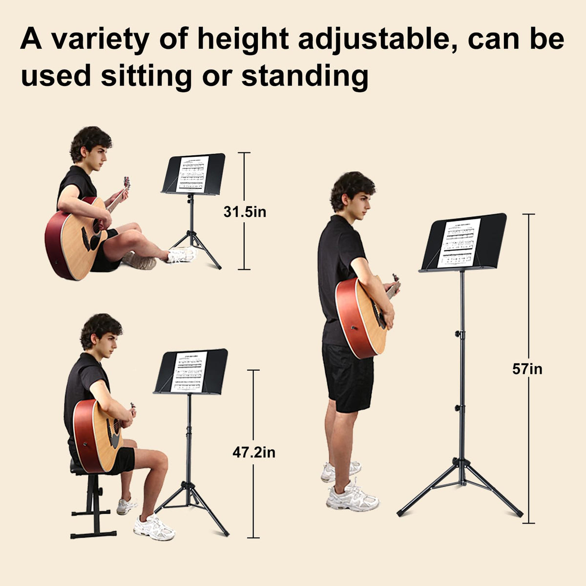 Folding Sheet Music Stand and Desktop Book Stand with Carrying Bag O6068