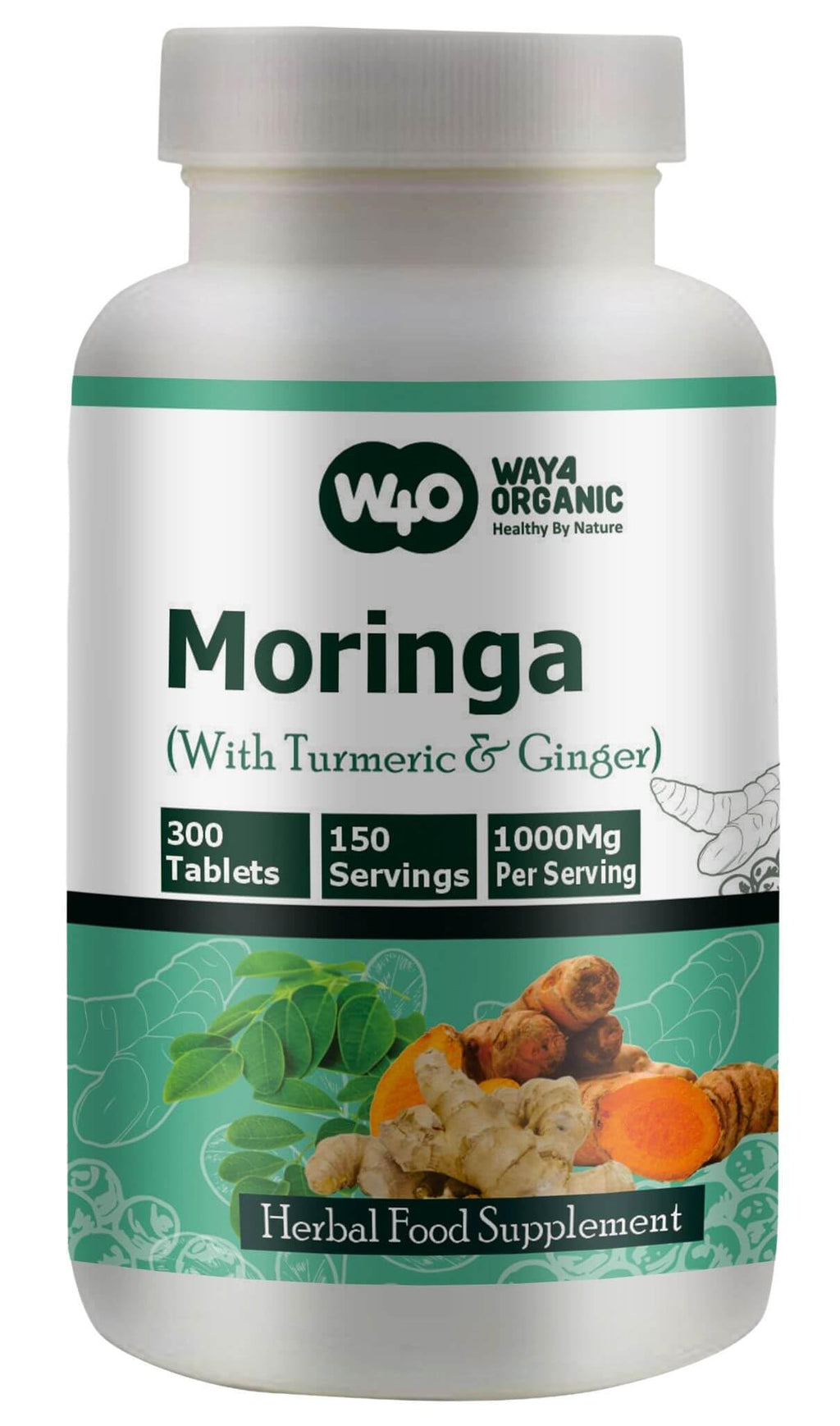 Moringa Tablets with Turmeric and Ginger, 300 Pills, 1000 Mg I2203
