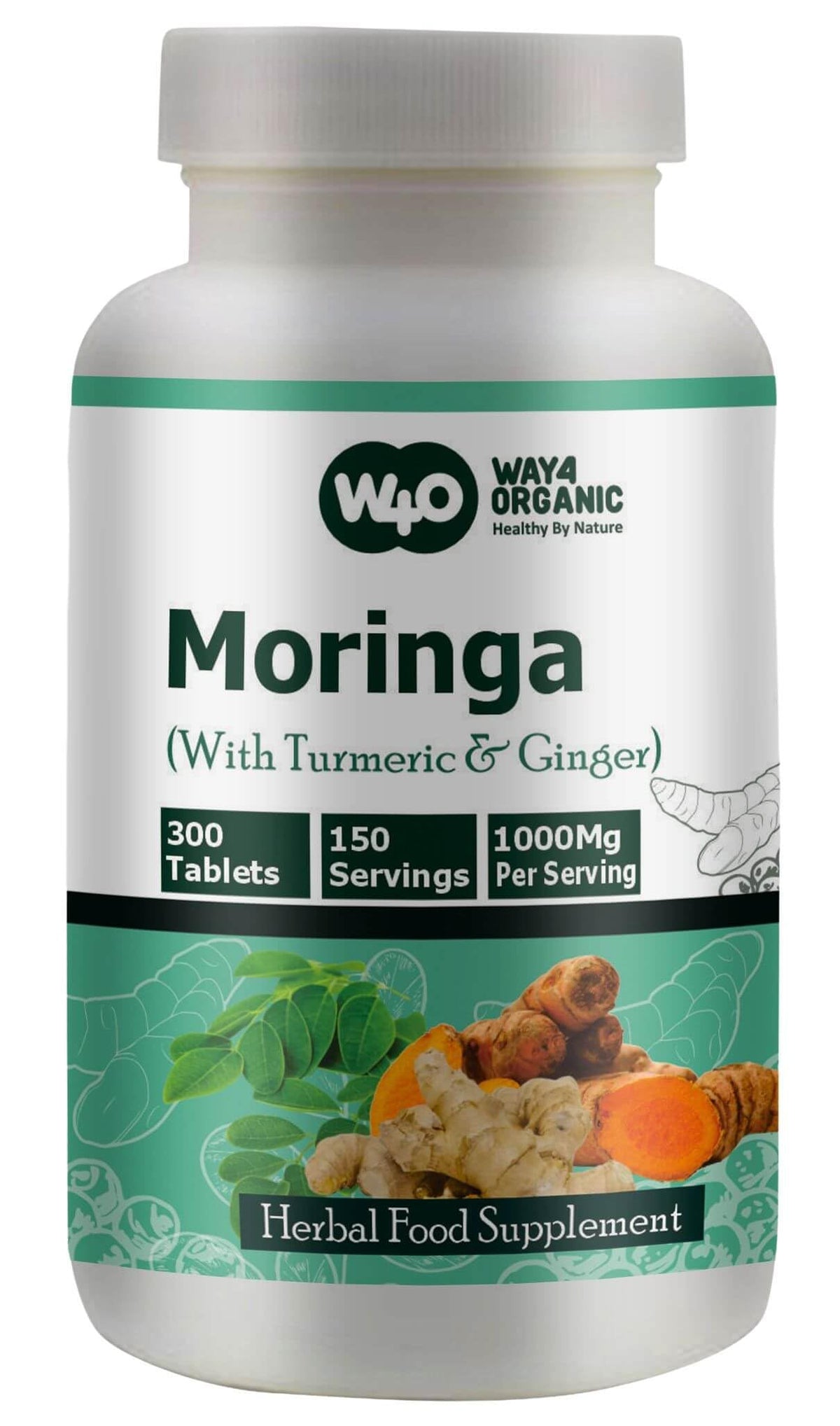 Moringa Tablets with Turmeric and Ginger, 300 Pills, 1000 Mg I2203