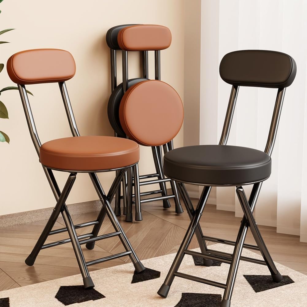 Folding Bar Stool with Backrest 18 inch Black D7198
