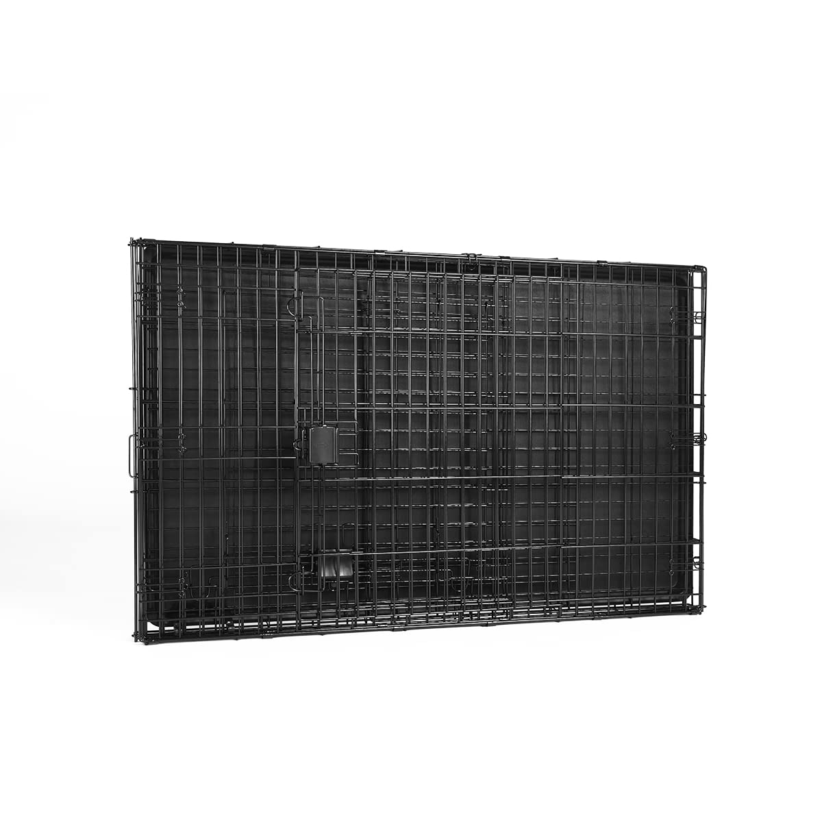 Portable Metal Wire Dog Crate, Double Door with Removable Tray, Black J61802