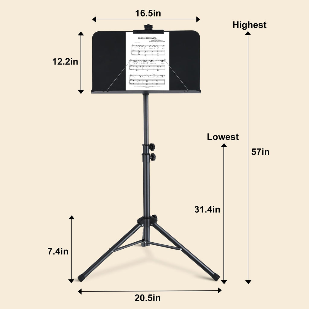 Folding Sheet Music Stand and Desktop Book Stand with Carrying Bag O6068