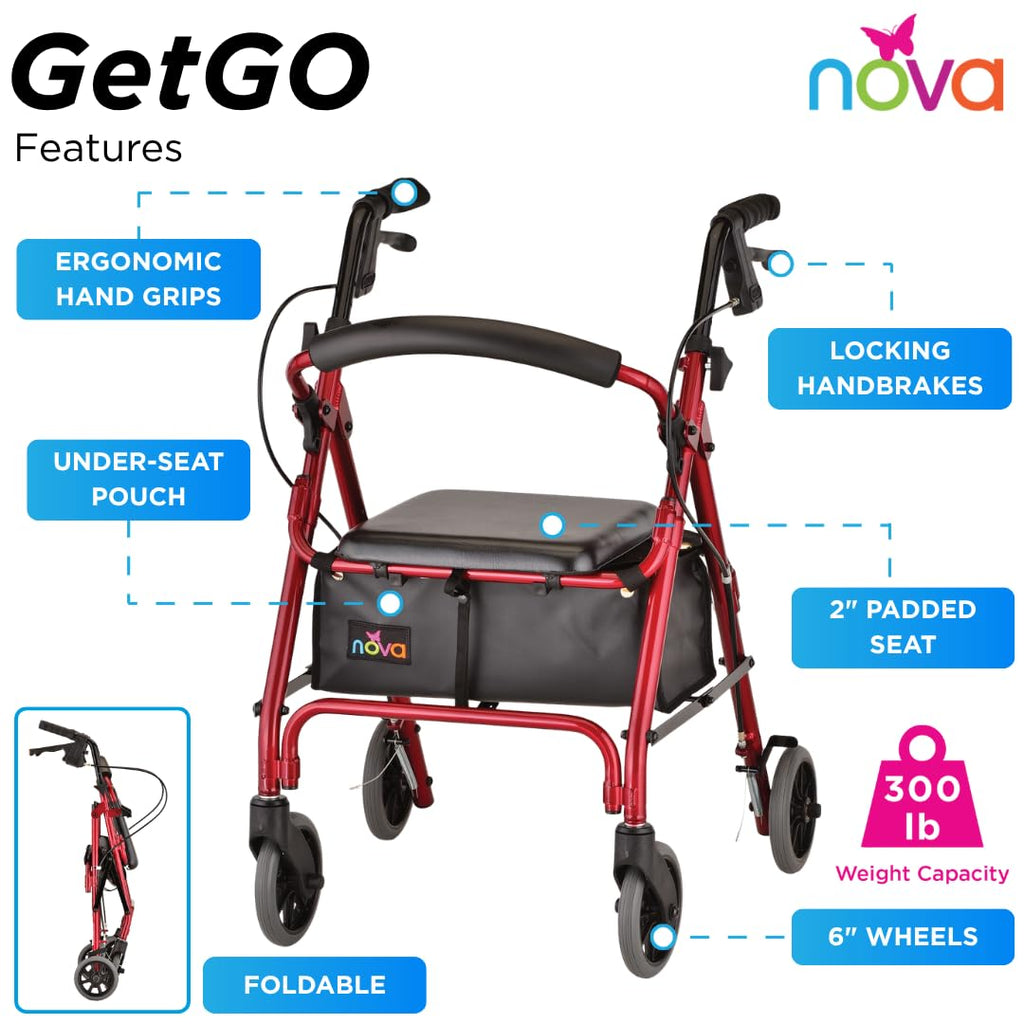 Lightweight Folding Narrow Rollator Walker with Seat X371