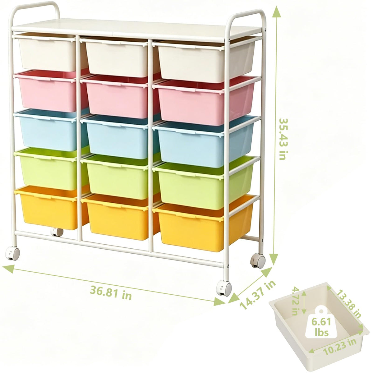 15 Drawer Rolling Storage Cart with Wheels R635387