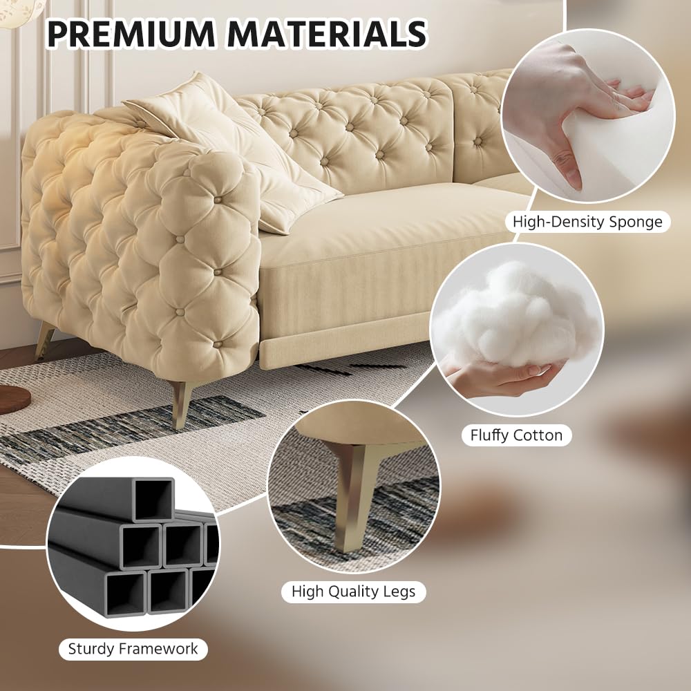 Velvet 3-in-1 Convertible Sleeper Sofa with Movable Ottoman G87098