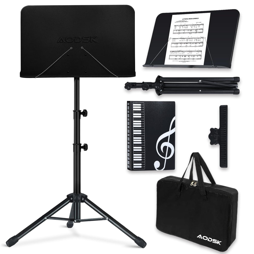 Folding Sheet Music Stand and Desktop Book Stand with Carrying Bag O6068