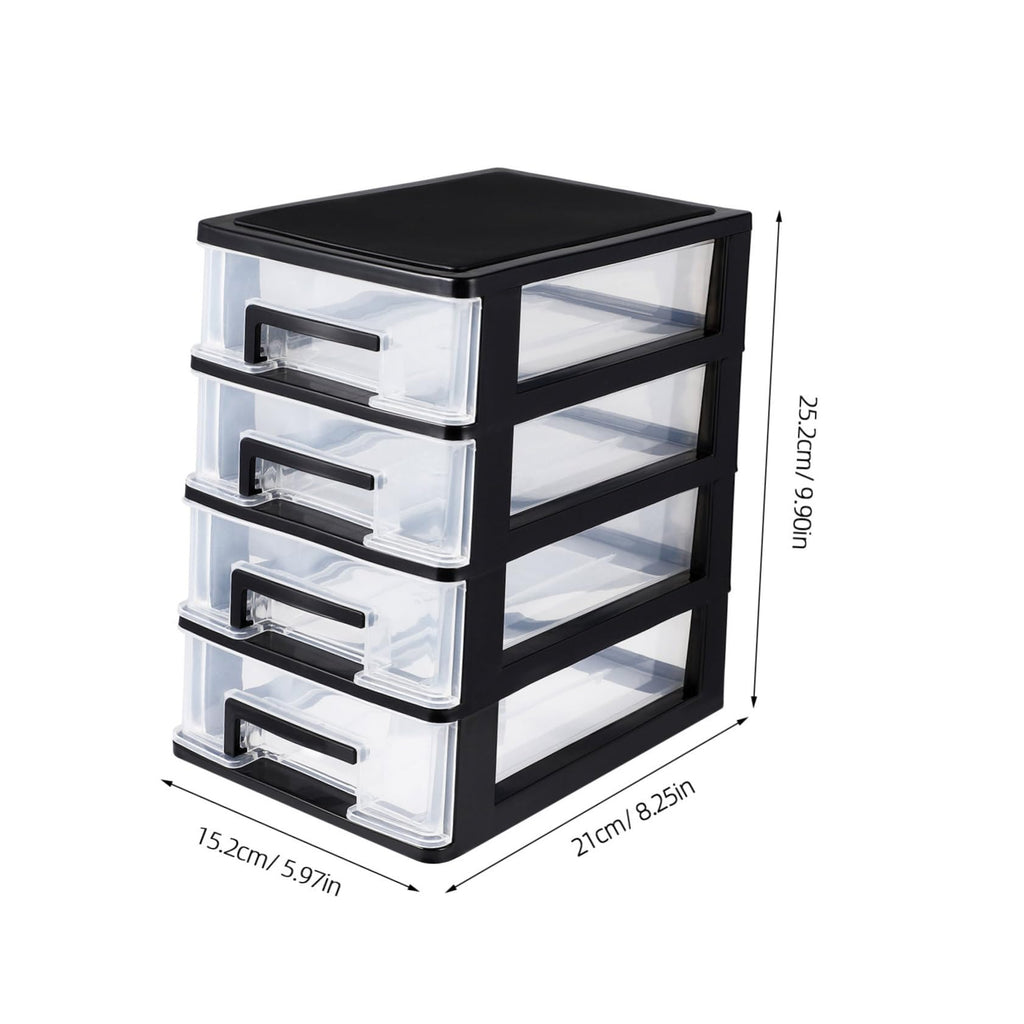 Black Transparent 4-Layer Plastic Drawer Storage Cabinet P505