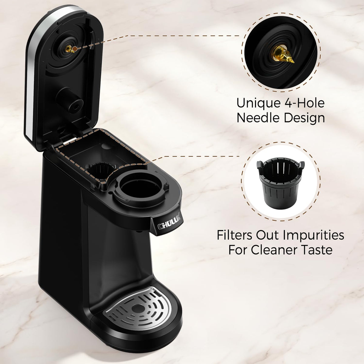 Single Serve Coffee Maker Black F381