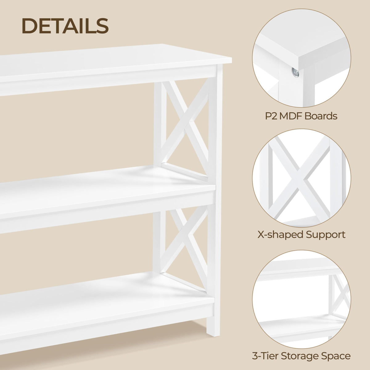 White 3-Tier Console Table M746