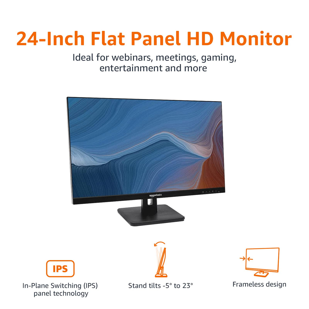 24-inch Full HD IPS Monitor, 75 Hz, 1080P, HDMI, Display Port, VGA, Built-in Speakers, Black R6205