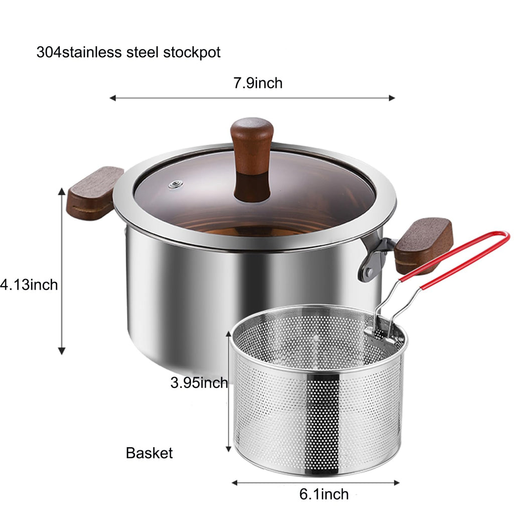 2.8L Stainless Steel Deep Fryer Pot with Basket Q610