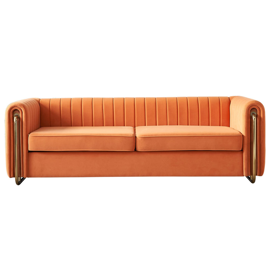Orange Velvet 3 Seat Sofa Q653378