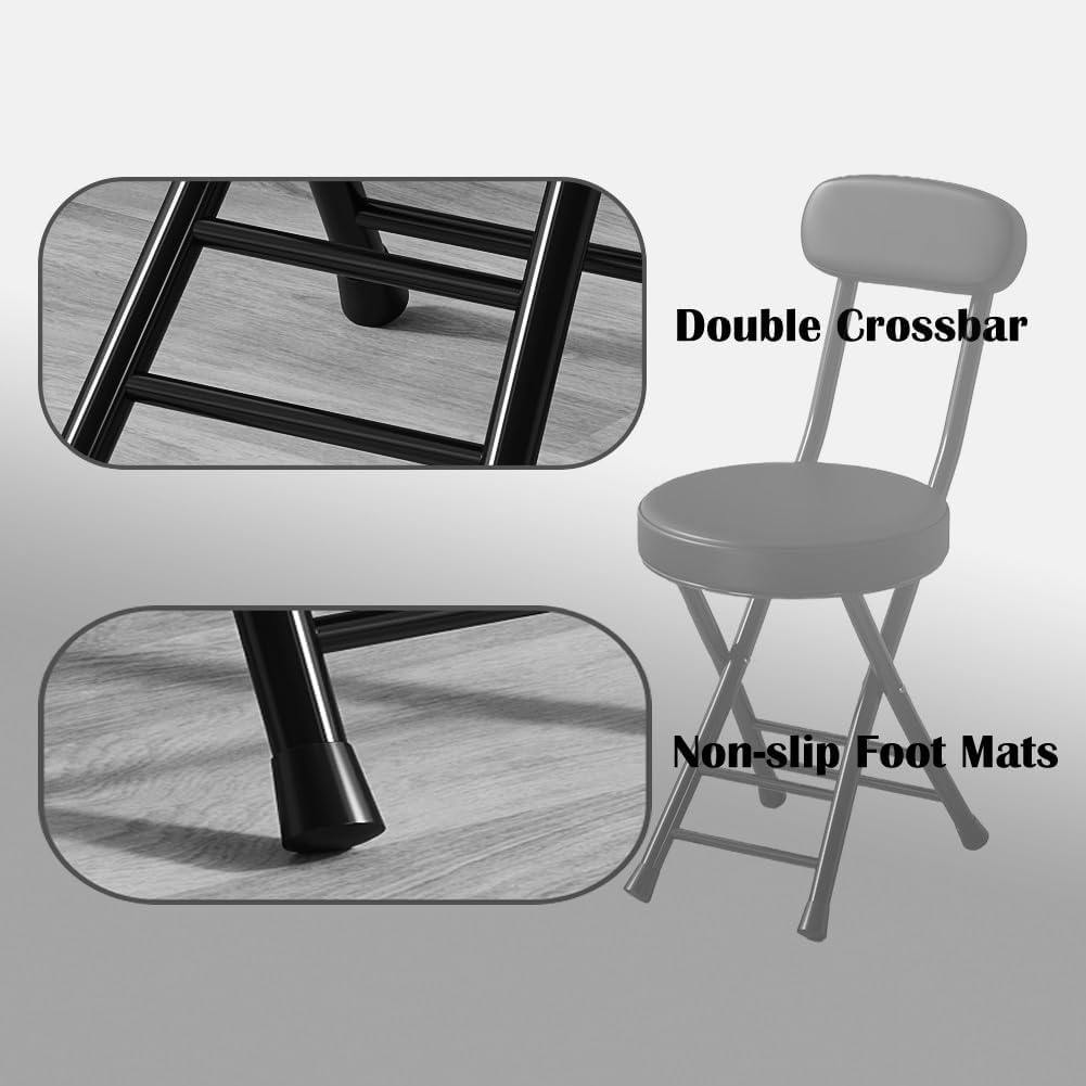Folding Bar Stool with Backrest 18 inch Black D7198