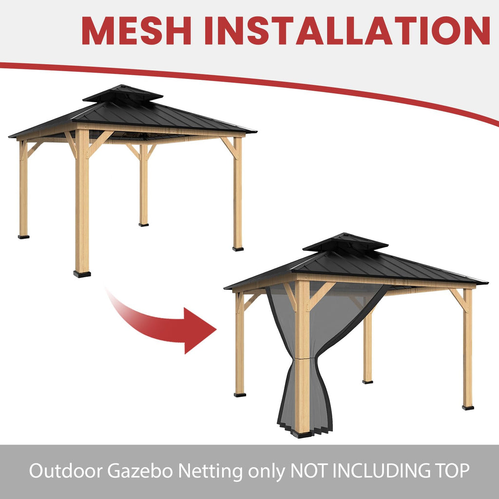 10' x 10' Gazebo Canopy Mosquito Netting Sidewalls I67686