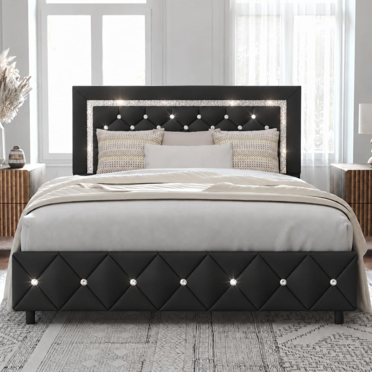 Full Size Upholstered Platform Bed with Headboard A824