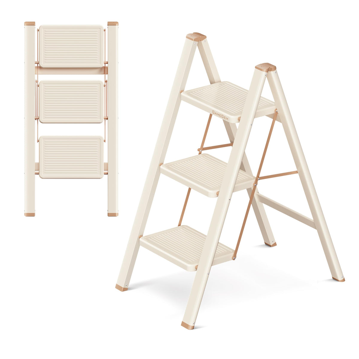 Foldable 3 Step Ladder with Anti-Slip Pedal R324