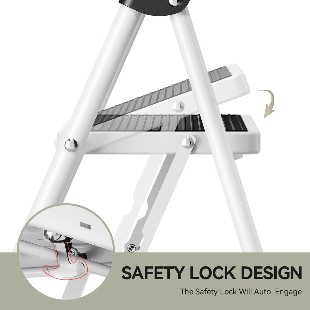 2 Step Folding Step Stool with Handrails White Z6920