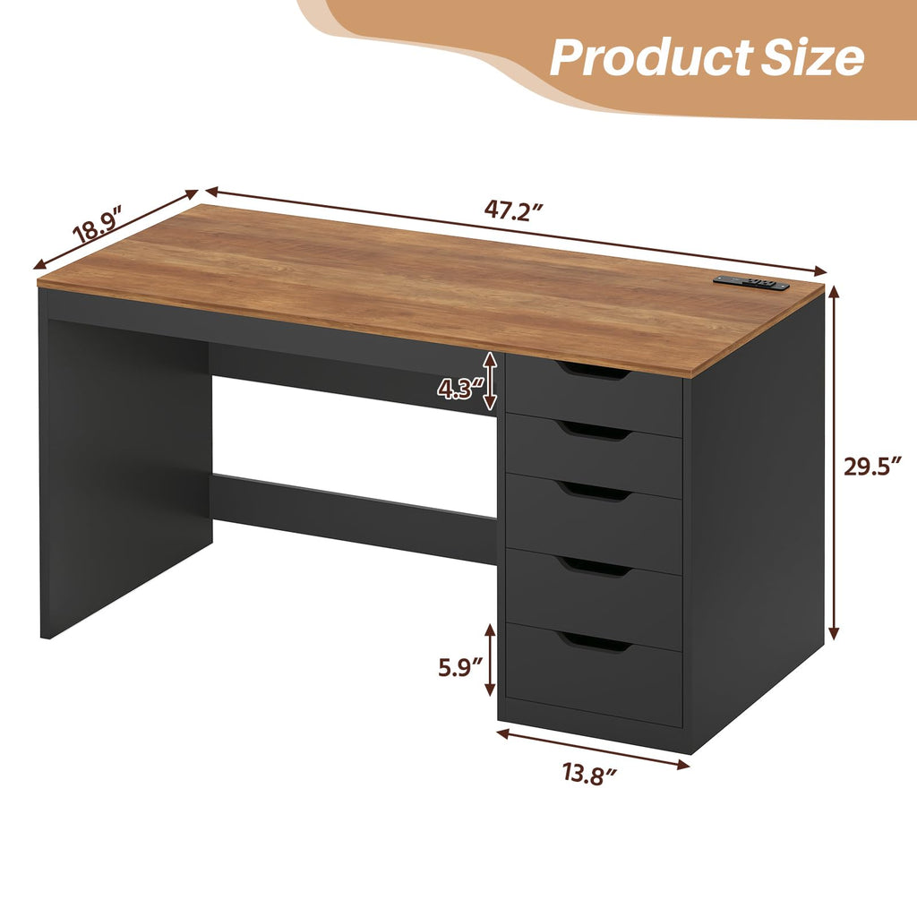 47 Inch Computer Desk with 5 Drawers X87630