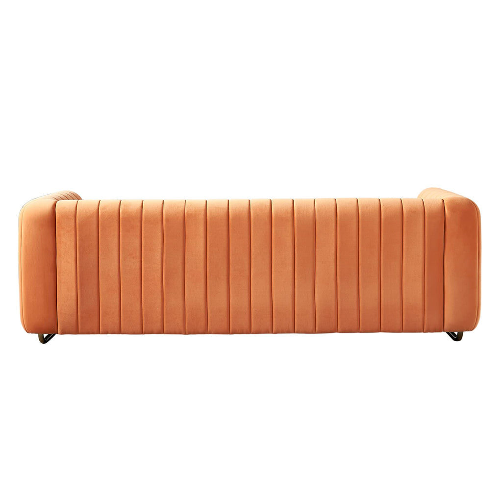 Orange Velvet 3 Seat Sofa Q653378
