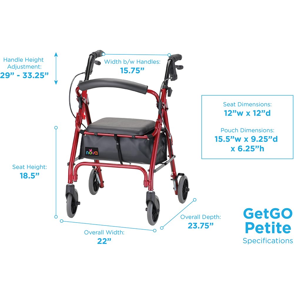 Lightweight Folding Narrow Rollator Walker with Seat X371