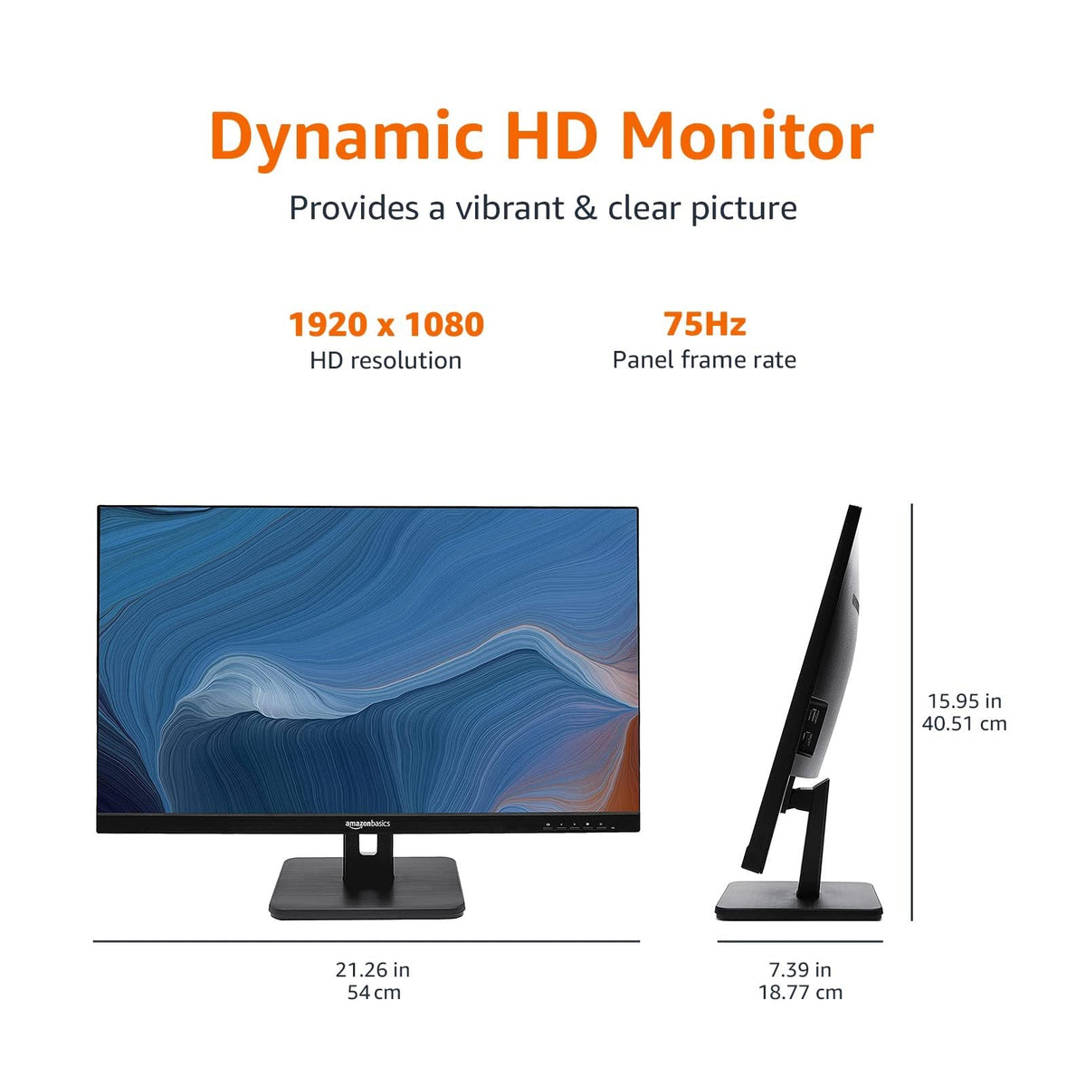 24-inch Full HD IPS Monitor, 75 Hz, 1080P, HDMI, Display Port, VGA, Built-in Speakers, Black R6205