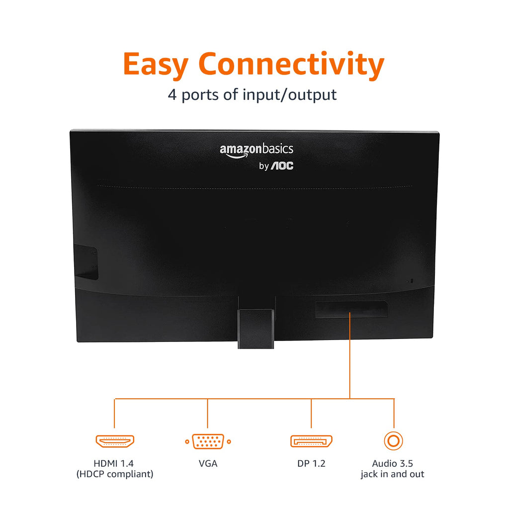 24-inch Full HD IPS Monitor, 75 Hz, 1080P, HDMI, Display Port, VGA, Built-in Speakers, Black R6205