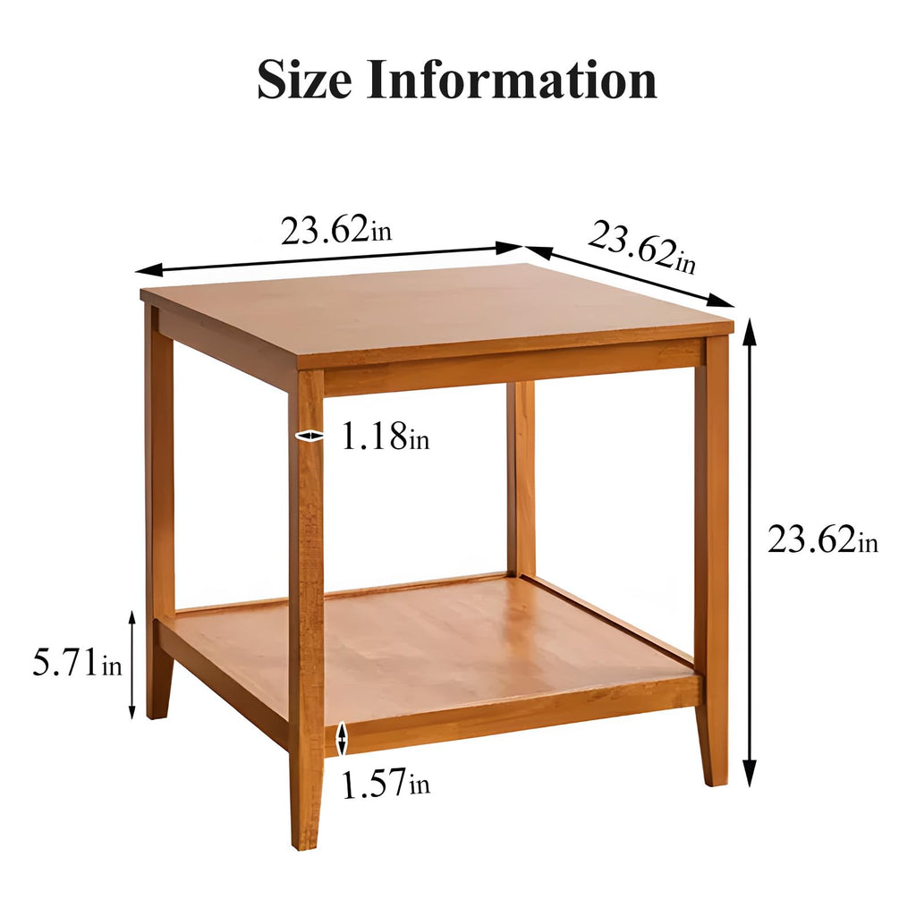 Solid Wood Square Side Table with Storage Shelf A811028