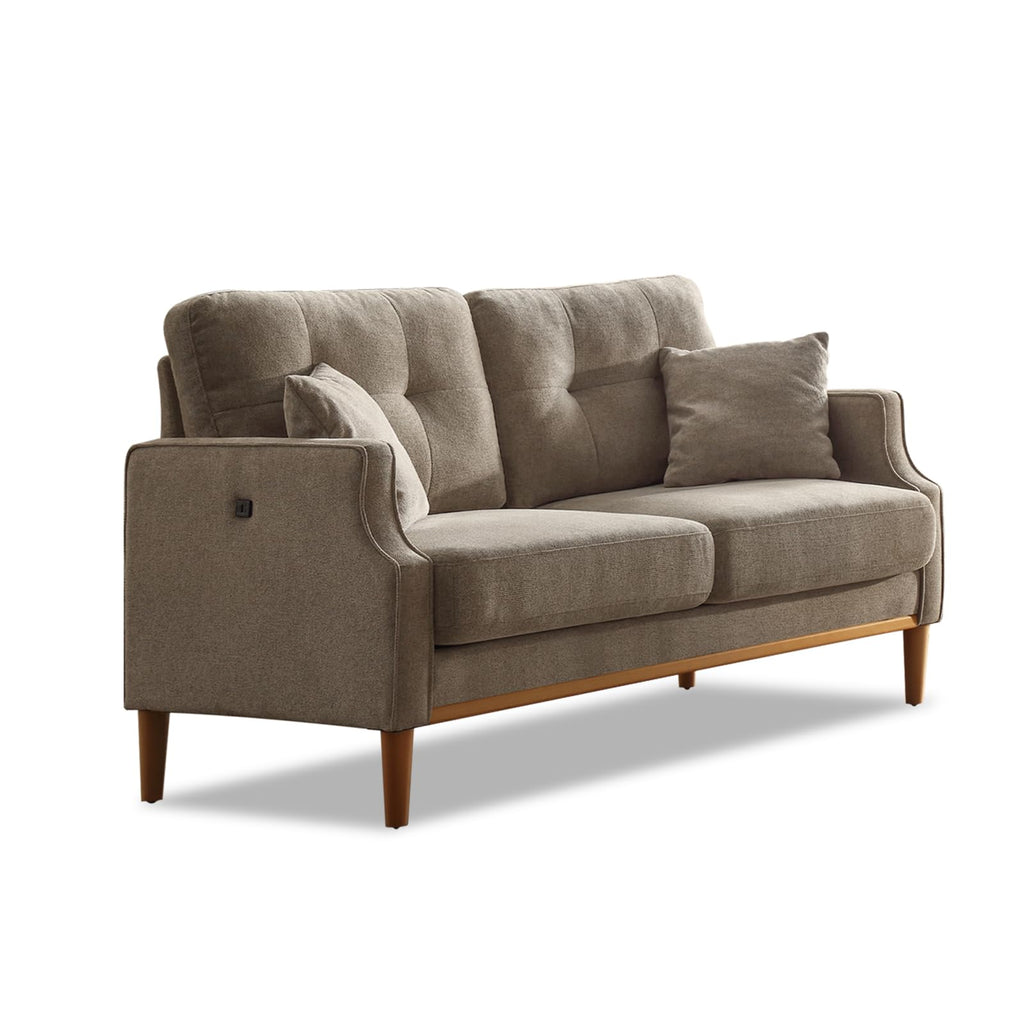 Light Grey Fabric Upholstered 2-Seat Loveseat Sofa with USB Port Z366888