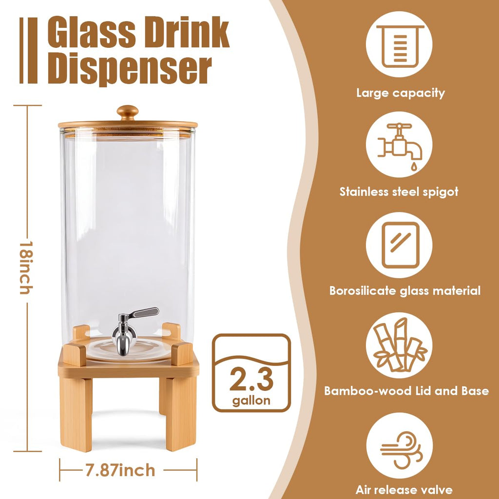 2.3 Gallon Glass Beverage Dispenser with Spigot M796575