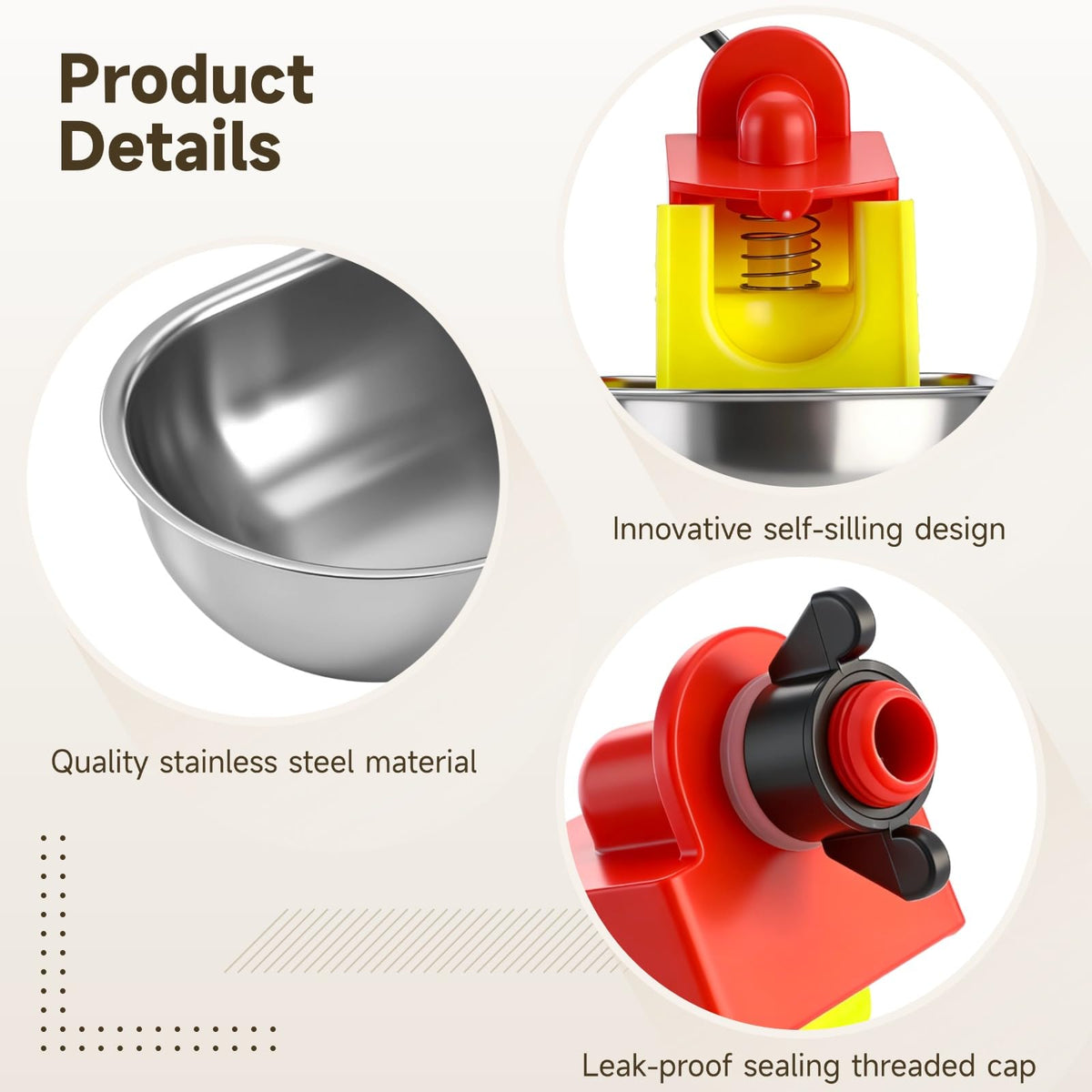 12 Pcs Stainless Self-Filling Chicken Water Cups F356949