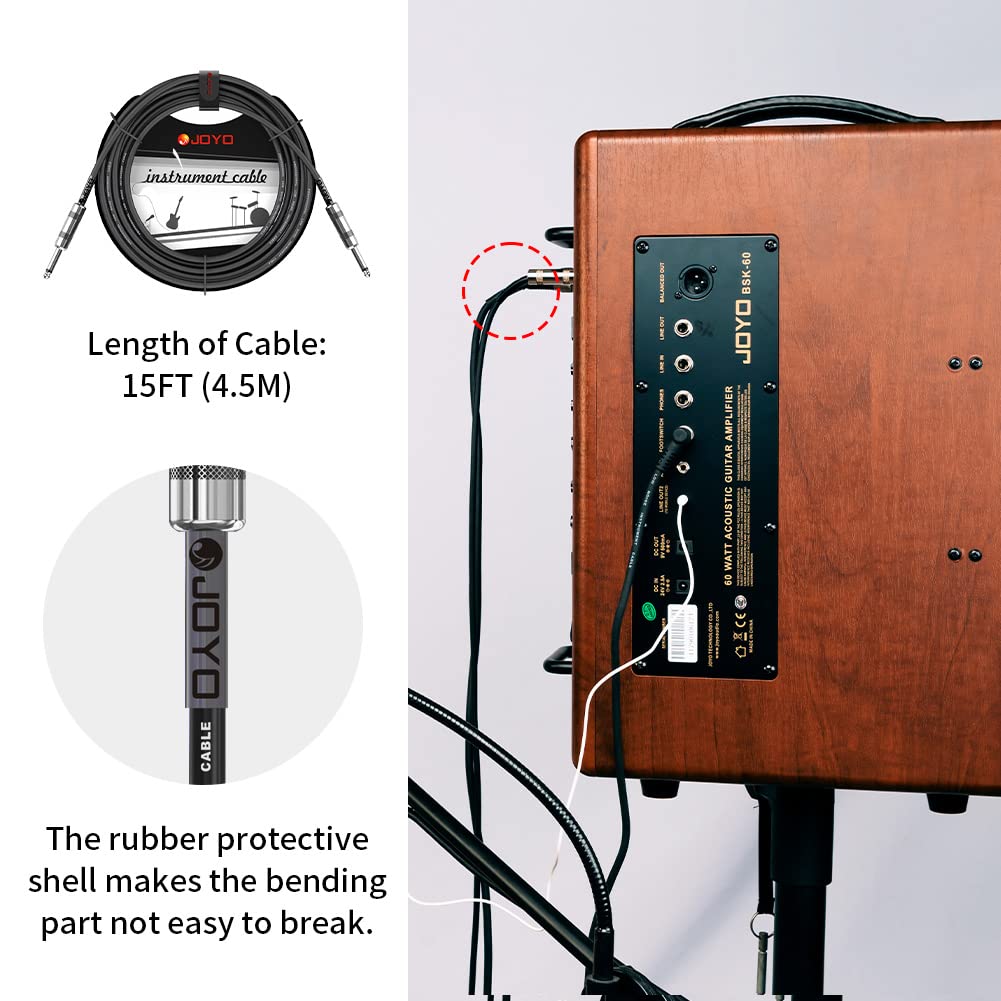 Bluetooth Combo Guitar Amplifier and 15 feet 1/4 Inch Black Instrument Cable N4169