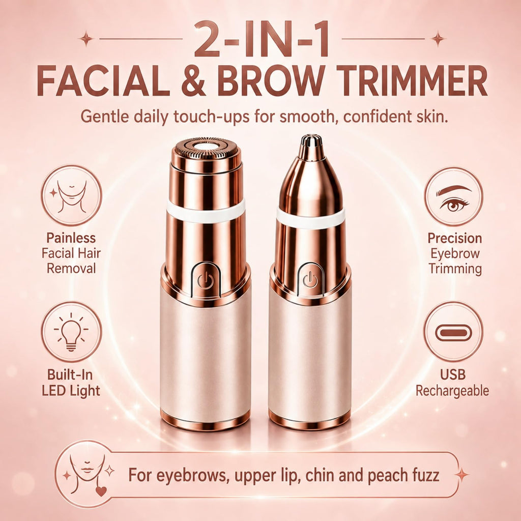 2-in-1 Facial Hair Remover & Eyebrow Trimmer with LED Light C608503