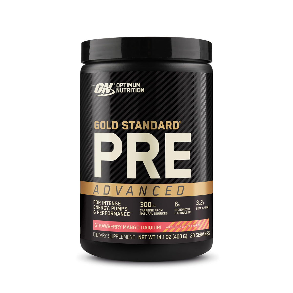 Pre Workout with Creatine Beta-Alanine L-Citrulline and Caffeine, Strawberry Mango Daiquiri, 20 Servings J508897