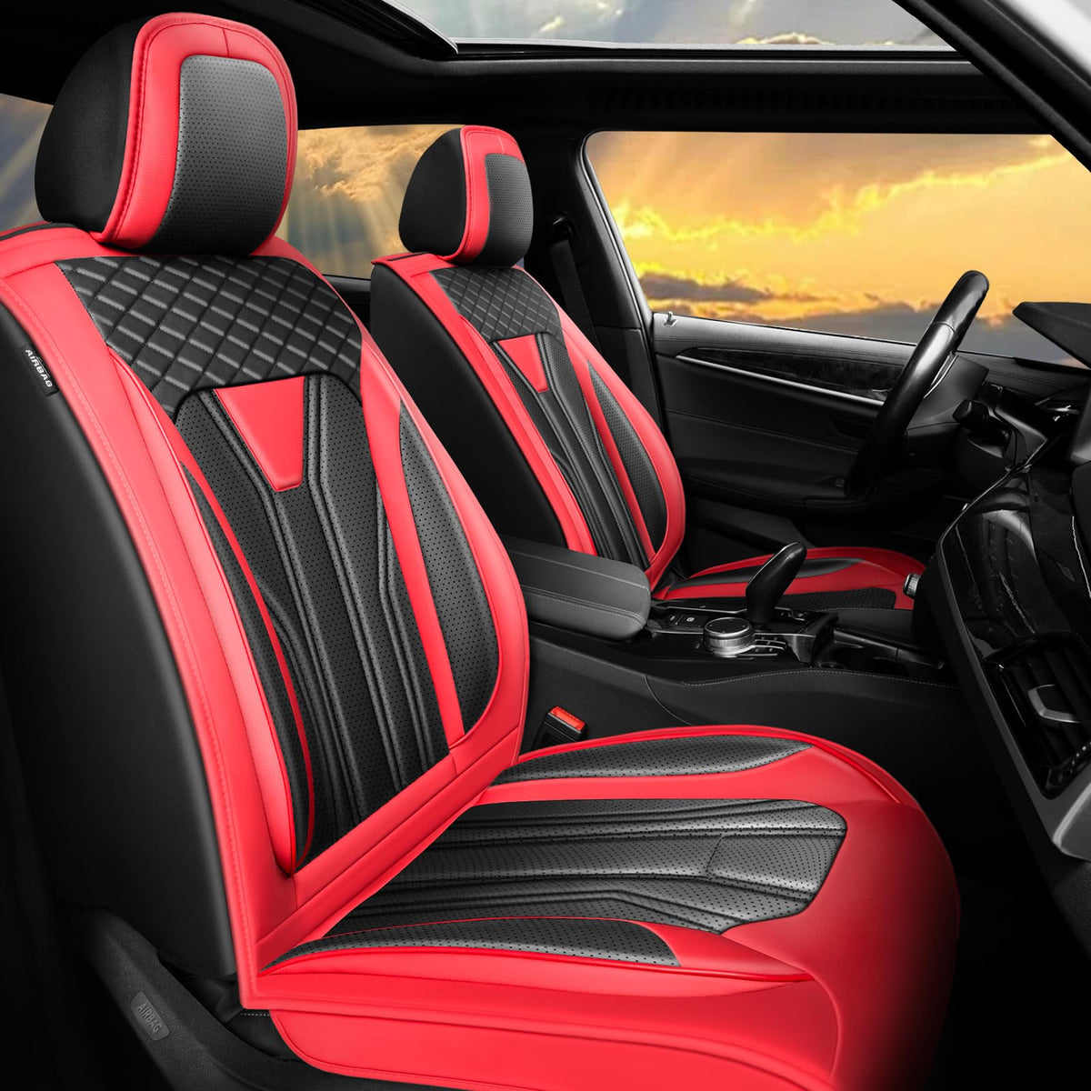 Red & Black Car Seat Covers C51851