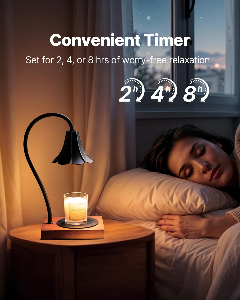 Black Candle Warmer Lamp with Timer & Stepless Dimmable M863312