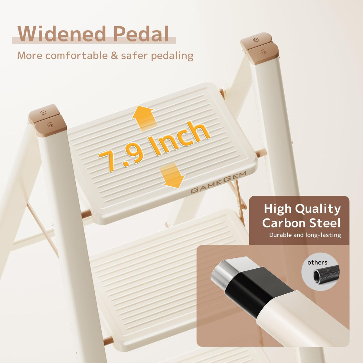 Foldable 3 Step Ladder with Anti-Slip Pedal R324