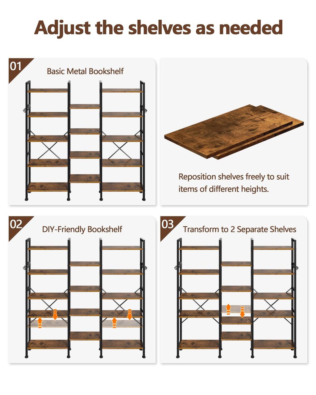5 Tier Bookshelf with 14 Display Shelves W1575