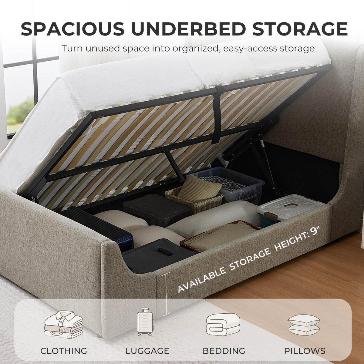 Full Size Lift Up Storage Bed Frame G81088
