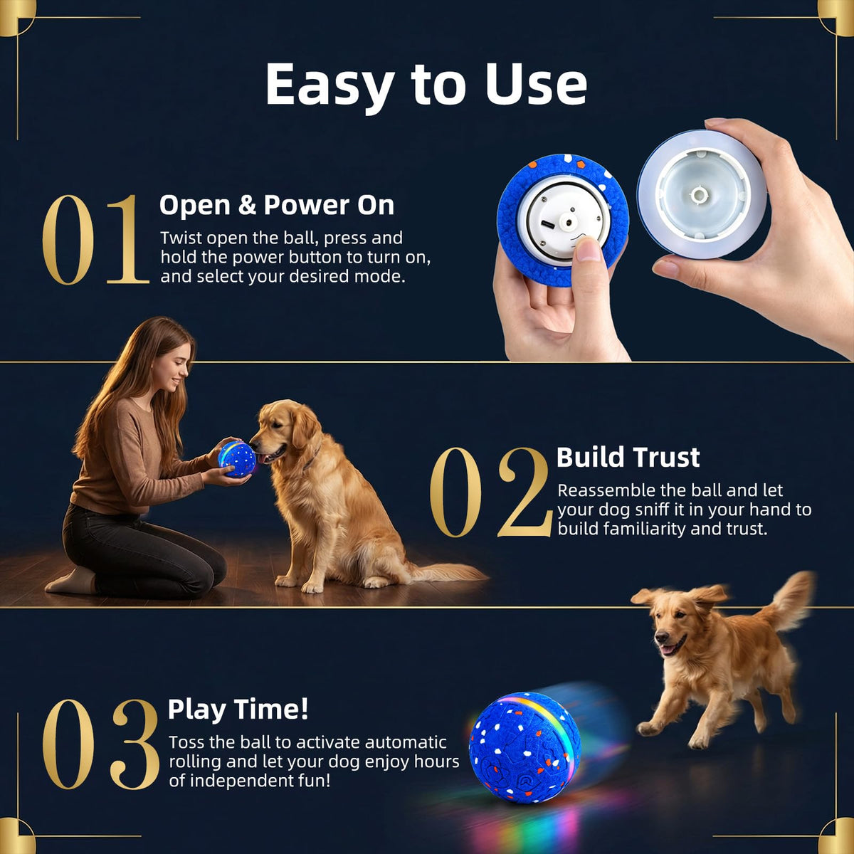 Interactive Dog Ball Toy 3 Modes S412410